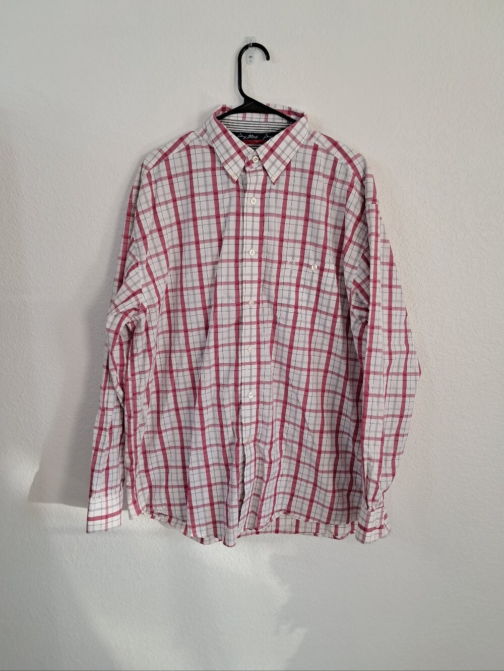 George Strait Wrangler Shirt Men's XL Button Down Plaid 100% Cotton Western